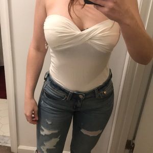 White padded strapless top